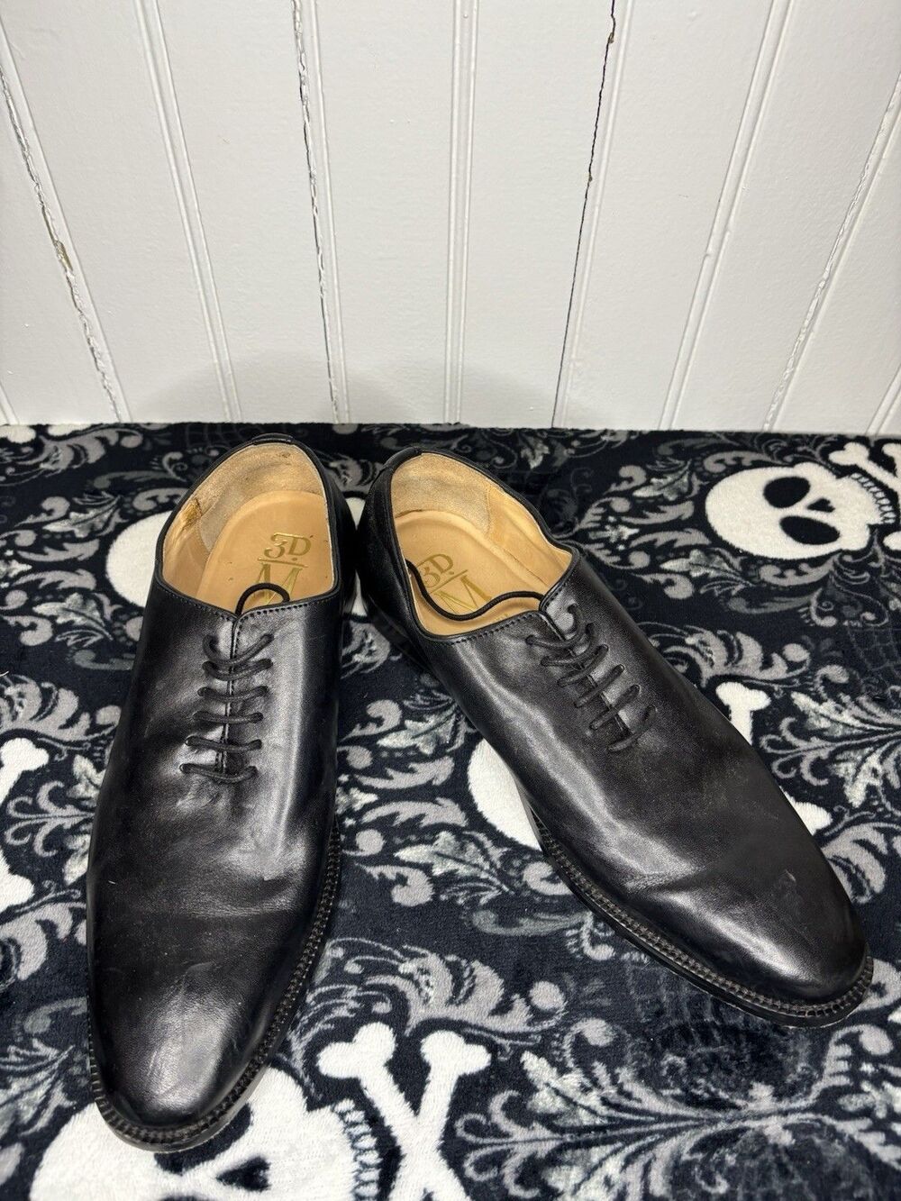 3DM Lifestyle Black Leather Oxford Men's Dress Shoes US Size 8-8.5